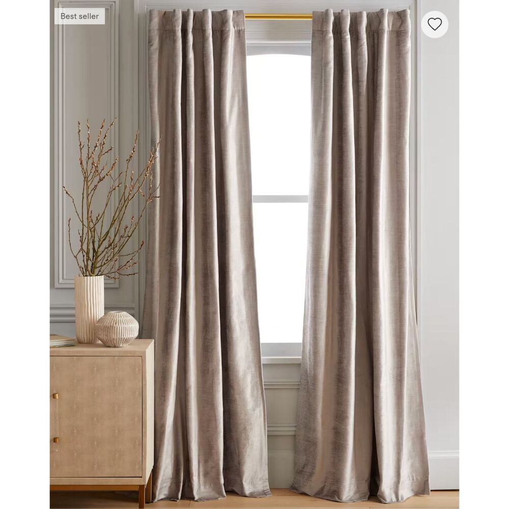 Silver - 48 x 96 - Luster Velvet Room Darkening Curtain - Single Panel